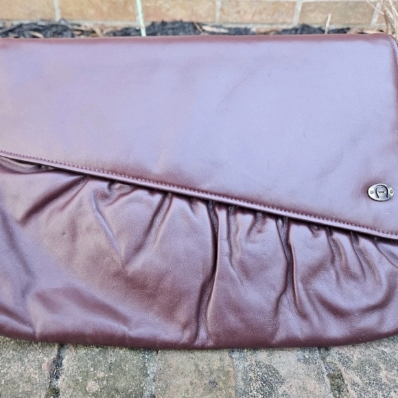 Ettiene Aigner Handbags - Vintage Etienne Aigner Burguny Large Clutch With Detachable Wrist Strap